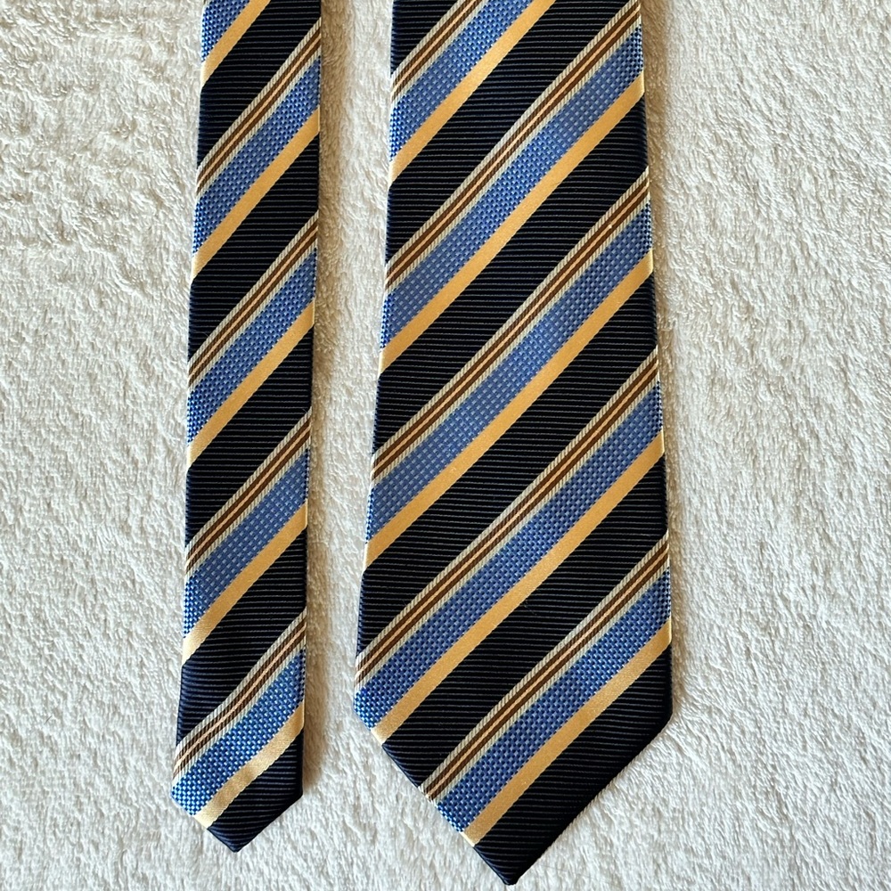 Blue and Gold Striped Tie